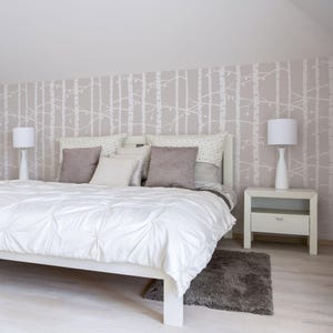 Endless Birch Tree Forest Stencil - Reusable home decor & DIY, wallpaper effect stencils - Paint your own Birch Woodland Forest design 10581