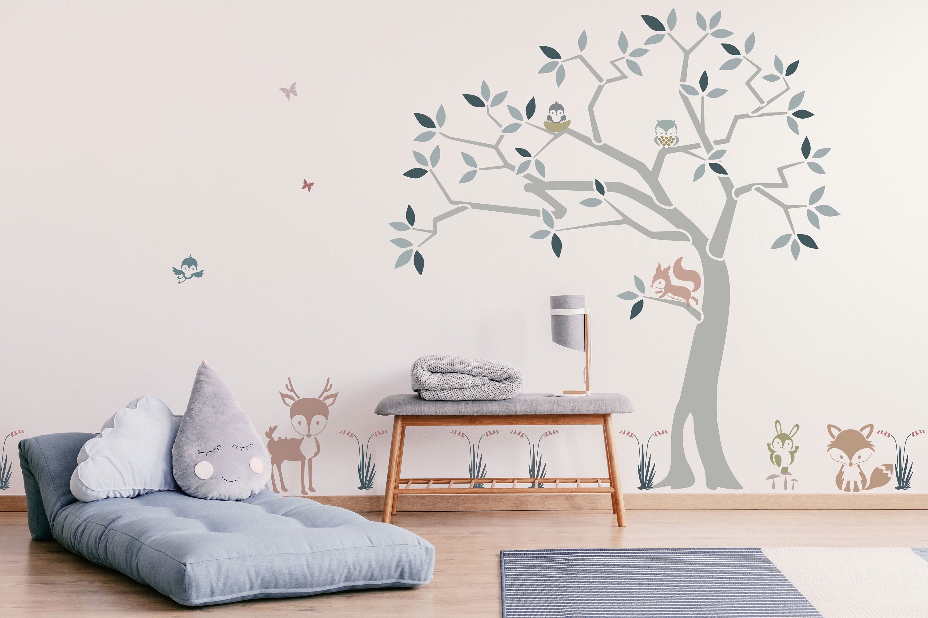 Woodland Tree & Animals Stencil Pack Nursery Wall Stencils Etsy
