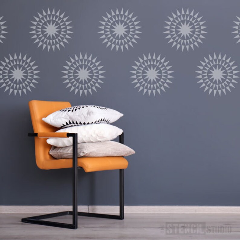 fabrics and walls Reusable stencils for furniture Blazing Star Motif Stencil from The Stencil Studio 10791 easy to use