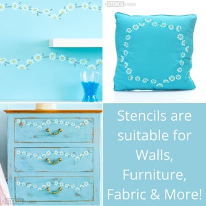 Daisy Chain Border Wall Stencil - Daisy Flower - Floral Stencils -Nursery Wall Stencils -Furniture Stencils -Reusable Flower Stencils -10055