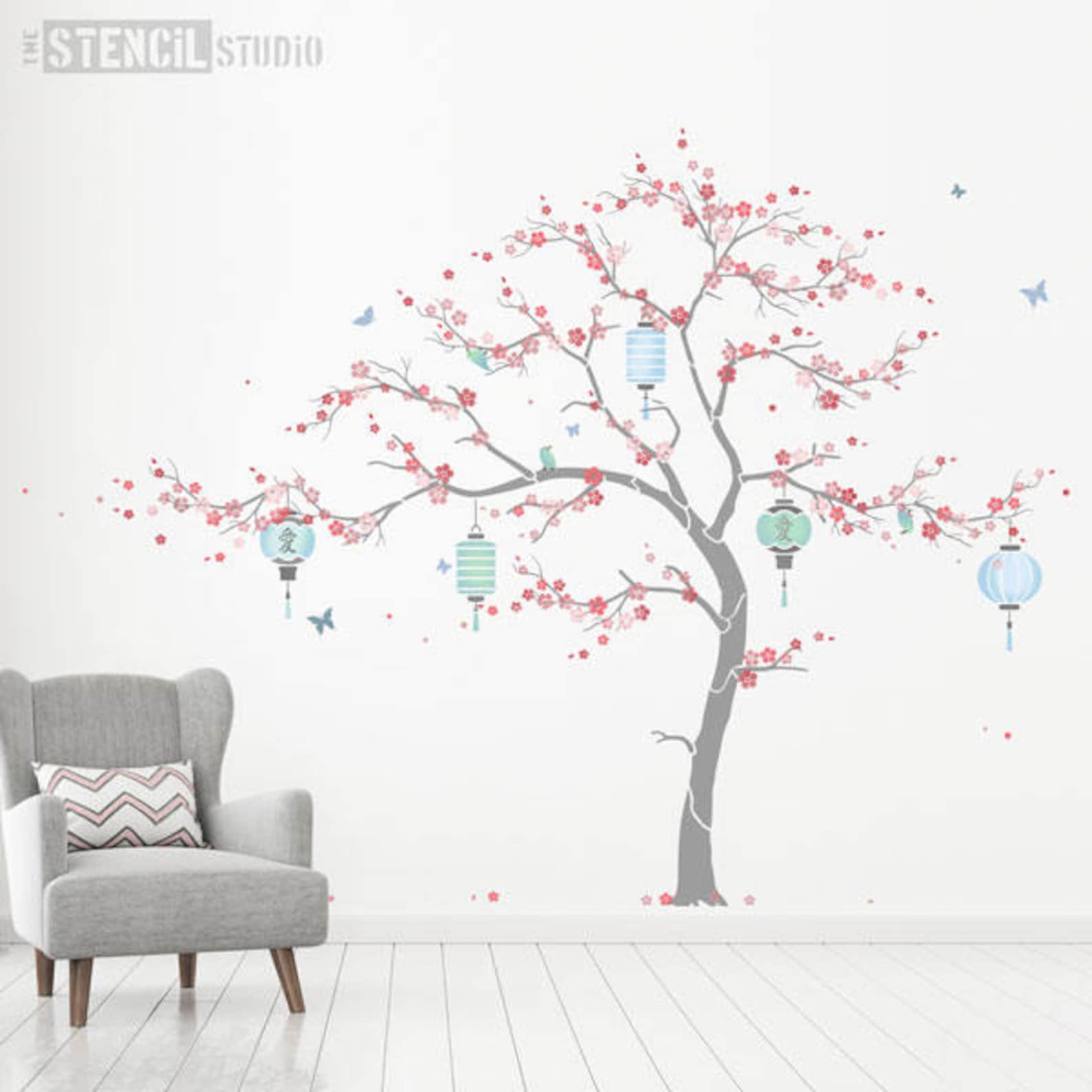 Cherry Blossom Tree Nursery Wall Stencil Pack Wall Mural Etsy