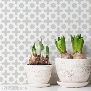 Linka Circles Repeat wall Stencil from The Stencil Studio. Reusable stencils for home decor, easy to use. 10477