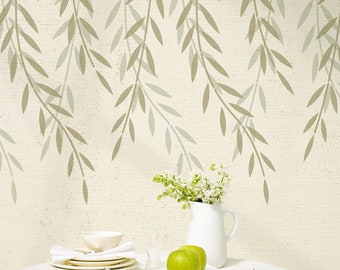 Willow Stencil - Pochoirs de feuilles pour les murs - Pochoir feuillu - Pochoirs muraux - Pochoirs muraux réutilisables pour la décoration de la maison - 10400