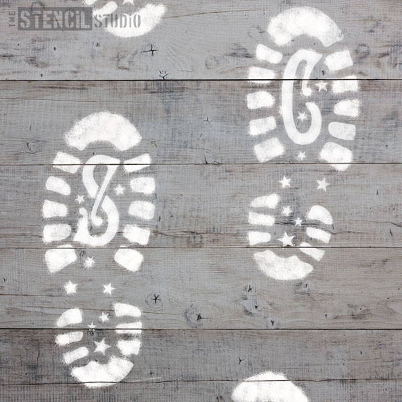 Santa Claus Footprint Stencil Set The Stencil Studio Reusable stencil for adding footprints around the fireplace on Christmas Eve 10700S