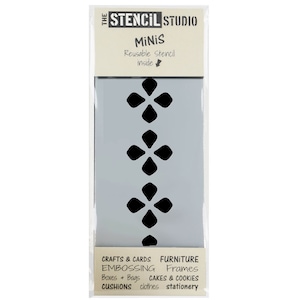 Folk Art Flower Border - Plantilla MiNiS de The Stencil Studio. Pequeñas plantillas reutilizables para la decoración del hogar y artesanías. Fácil de usar. 10857