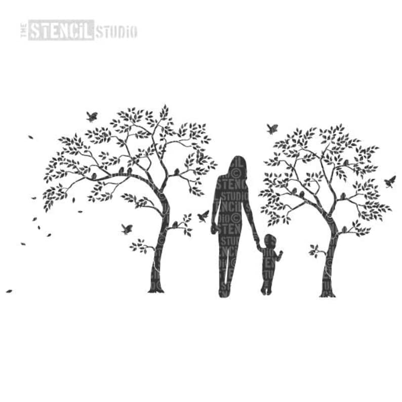 Nursery Tree Wall Stencil to add interest to your Nursery and Child's bedroom Walls