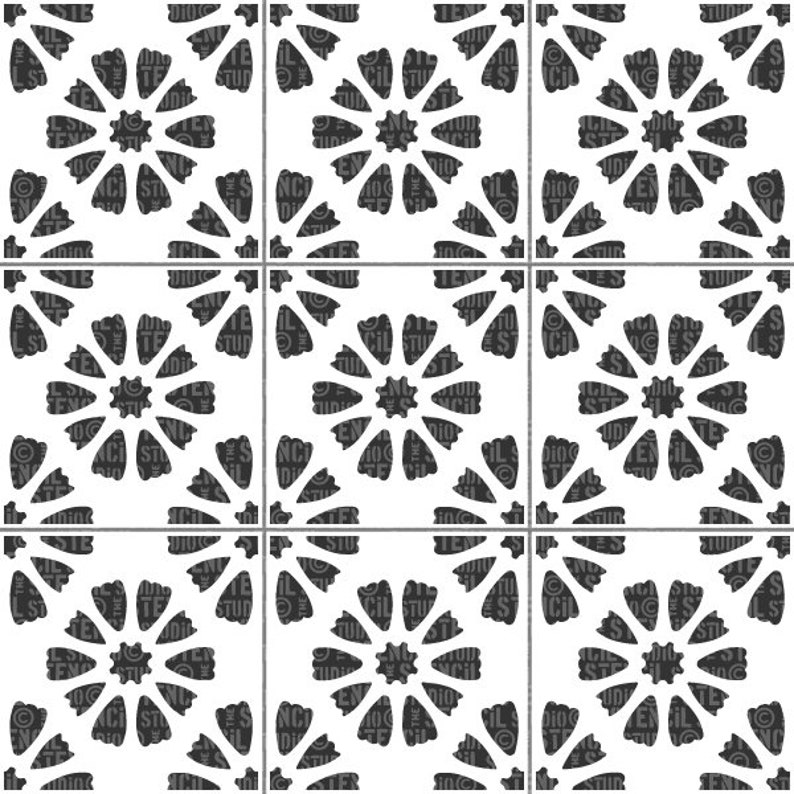Tile Stencil Floral Tile Stencil Stencils for Tiles Etsy