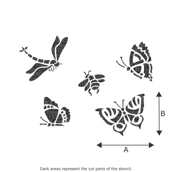 Bee and Butterfly Stencil - Dragonfly Stencils - Stencils for Walls ...