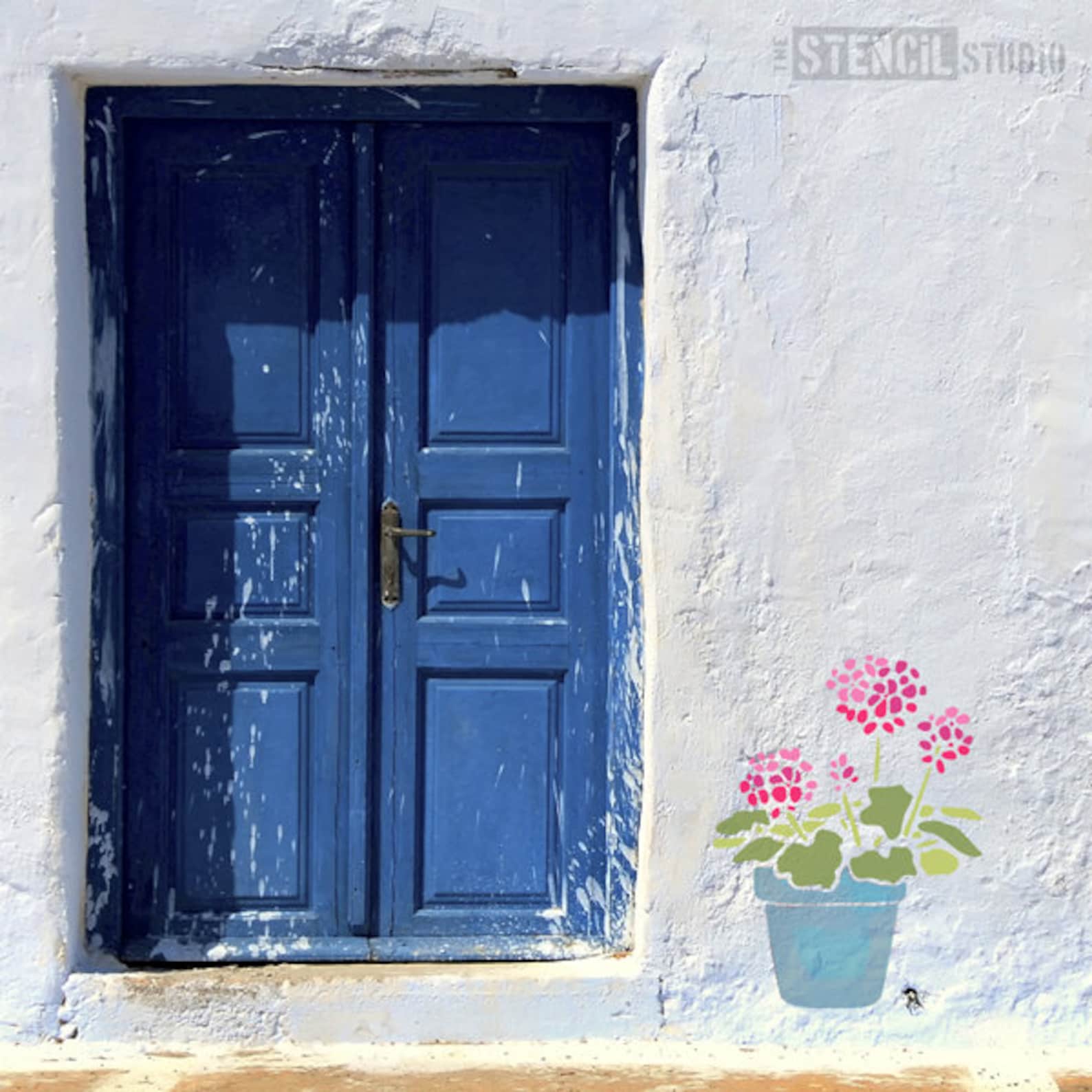 Geranium Flower Pot Stencil From the Stencil Studio. Floral Stencils ...