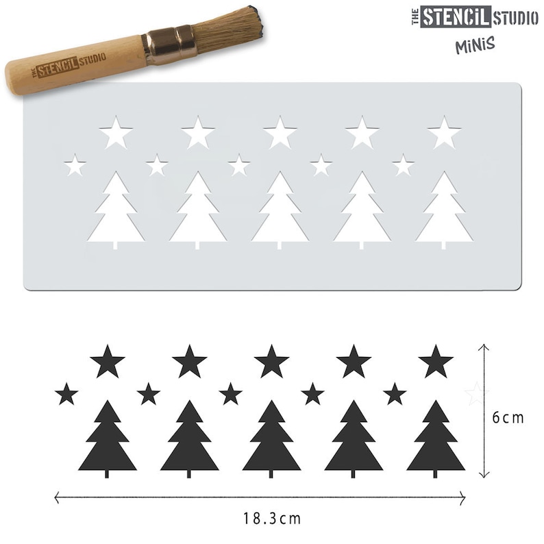 Handy Reusable stencil for Christmas home decor and crafts 10552 Christmas Trees /& Stars Stencil Stencil MiNiS from The Stencil Studio