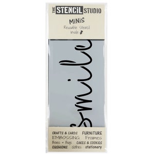 Smile Text Stencil - Stencil MiNiS from The Stencil Studio. Handy little stencils for home decor, furniture painting, crafts and cakes 10609
