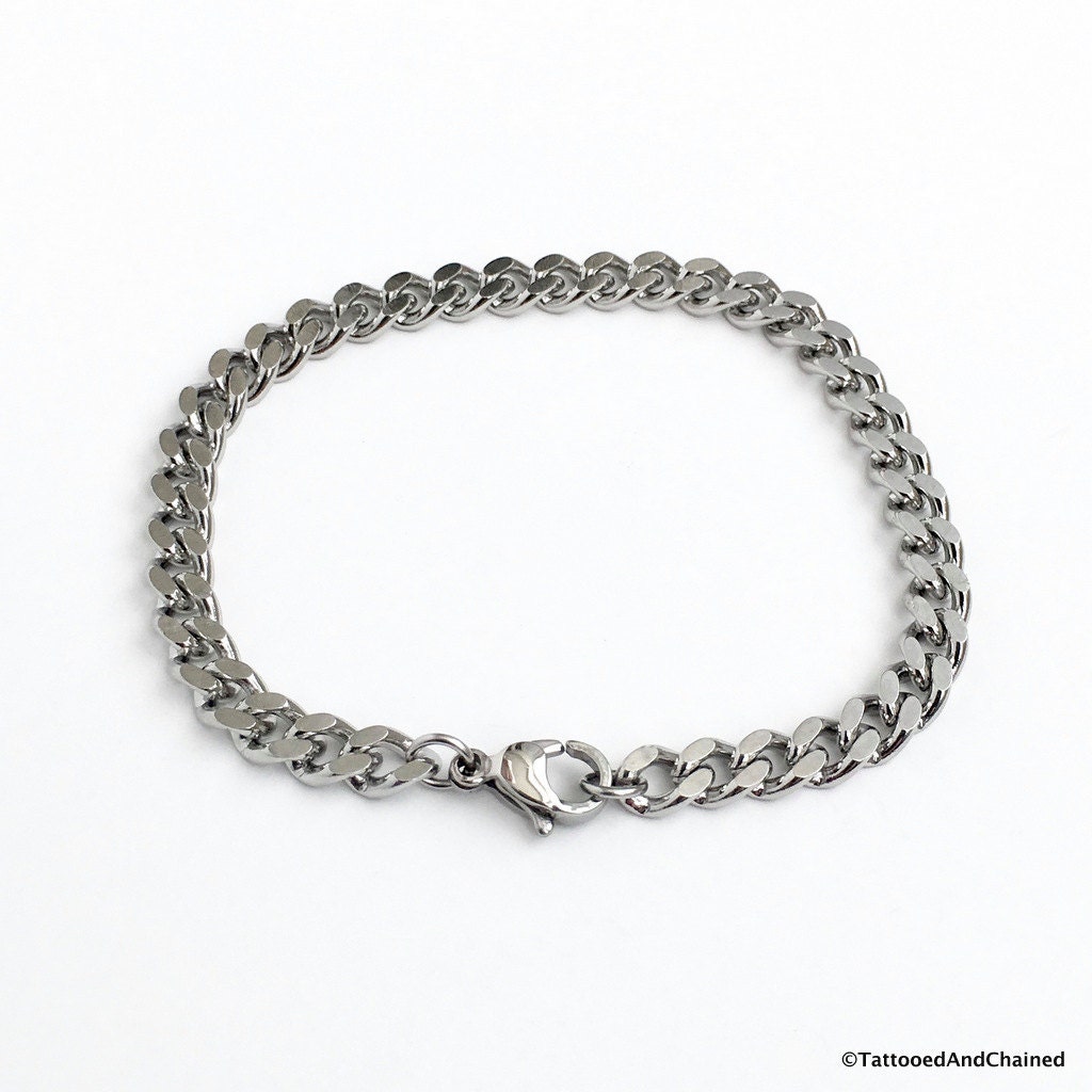 Stainless Steel Chain Bracelet 5mm Curb Chain Women's - Etsy