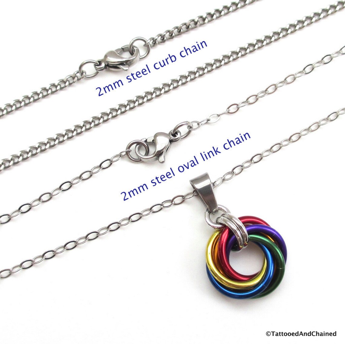 Gay Pride Pendant Necklace Chainmail Love Knot Rainbow LGBT Etsy