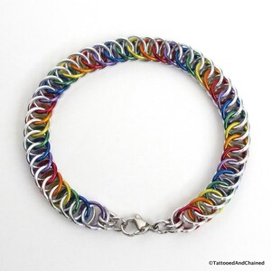 Gay pride chainmaille bracelet, rainbow jewelry, LGBT jewelry, Half Persian 4 in 1 chainmaille image 5