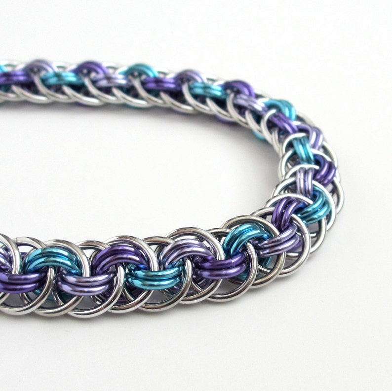 Chainmail bracelet Viper Basket weave in turquoise lavender Etsy