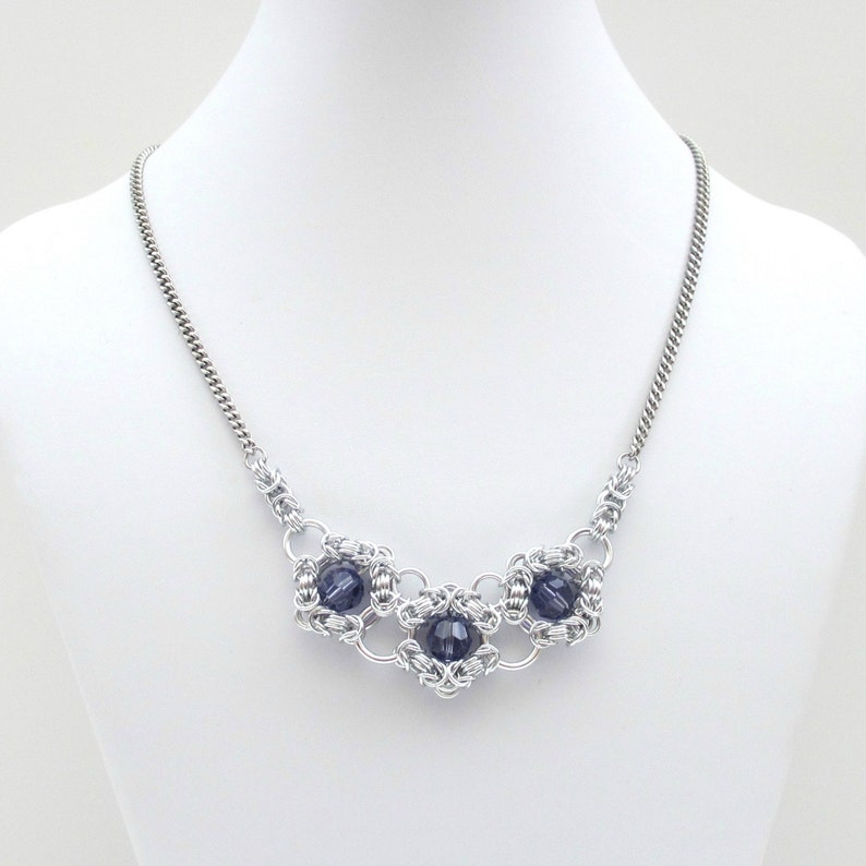 Tanzanite crystal chainmail necklace image 1