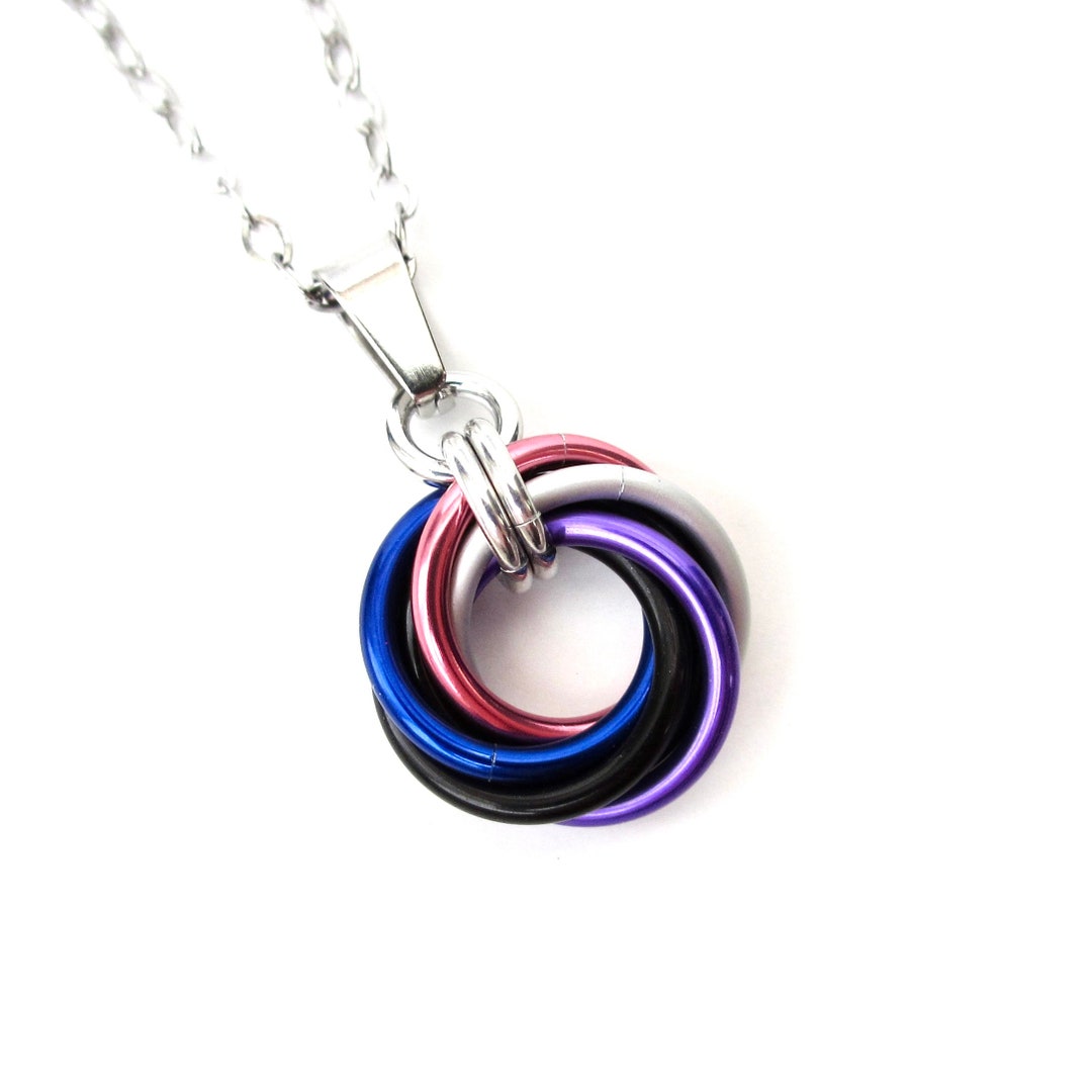 Genderfluid Pride Pendant Necklace, Chainmail Love Knot, Pride Jewelry ...