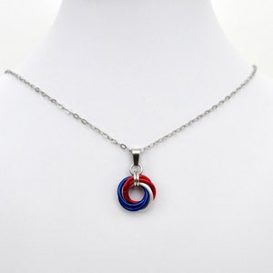 Red, white and blue love knot chainmail pendant, USA patriotic jewelry image 8