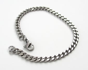 Stainless steel chain bracelet, 4mm curb chain jewelry
