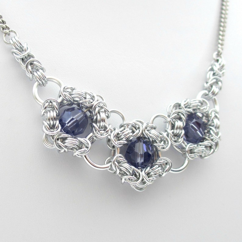 Tanzanite crystal chainmail necklace image 4