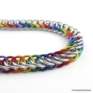 Gay pride chainmaille bracelet, rainbow jewelry, LGBT jewelry, Half Persian 4 in 1 chainmaille image 4