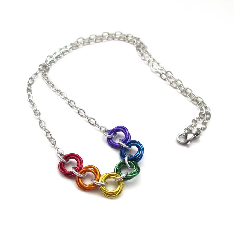 LGBT Pride Necklace Rainbow Jewelry Chainmail Gay Pride Love Etsy