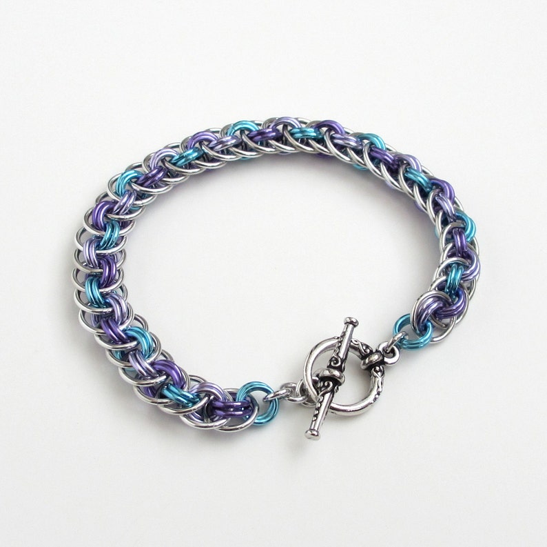 Chainmail bracelet Viper Basket weave in turquoise lavender Etsy
