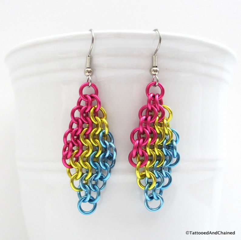 Pan pride earrings pansexual pride jewelry Euro 4 in 1 | Etsy