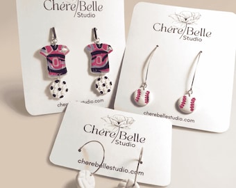 Custom Sports Jewlery | Baseball, Soccer, Volleyball Jersey Earrings | Handmade Clay Earrings | Personalized Team Jewelry
