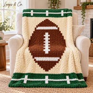 Football End Zone Throw- Chunky Blanket Pattern