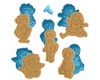 Ensemble d'emporte-pièces Ponyo – 5 emporte-pièces personnages d'anime | Biscuits de fête d'anniversaire sur le thème de l'océan | Outil de cuisson en relief