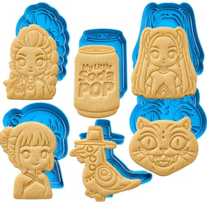 K-Pop-inspiriertes Dämonen-Ausstechformen-Set (6-teilig) – Anime-Mädchen-Keksstempel | Backset im K-Pop-Stil | Fantasy-Geburtstagskekse