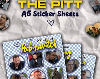 The Pitt A5 stickervellen (Whitaker, Robinavitch, Mel, Langdon, Santos, McKay, Collins, Dana, Mohan, Javadi, Garcia)