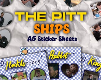 Hojas de pegatinas A5 de The Pitt Season Ships (Hucklerobby, Rabbot, Kingdon, Whitaker, Robinavitch, Abbot, Langdon, Trinity, Mel)