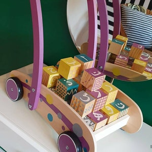 ISLAMIC ART: 'Playful Letters' Arabic Alphabet Blocks & Push Cart