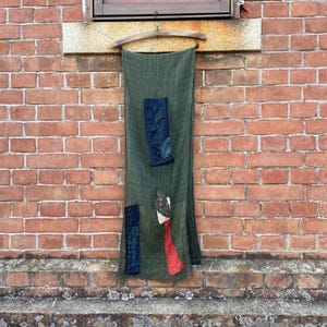 Boro Patchwork Stole — Antique Japanese Cotton, Natural Dye & Kakishibu / Unisex Wabi-Sabi Scarf