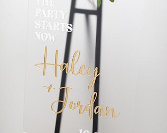 Wedding Welcome Sign - Custom 3D Acrylic Wedding Signage, The Party Starts Now Sign