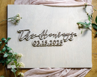 3D Wooden Guestbook Alternative, Wedding Guest Book Sign
