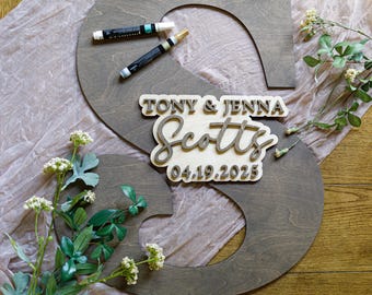 Personalized 3D Wooden Monogram Guestbook – Custom Wedding Initial Sign