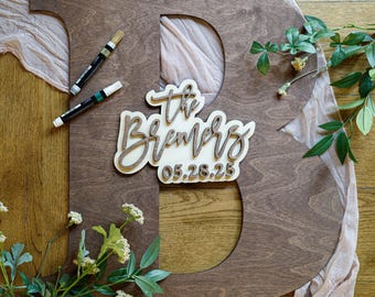 3D Monogram Guestbook - Wood Wedding Guest Book Alternative, Letter Cut Out Sign