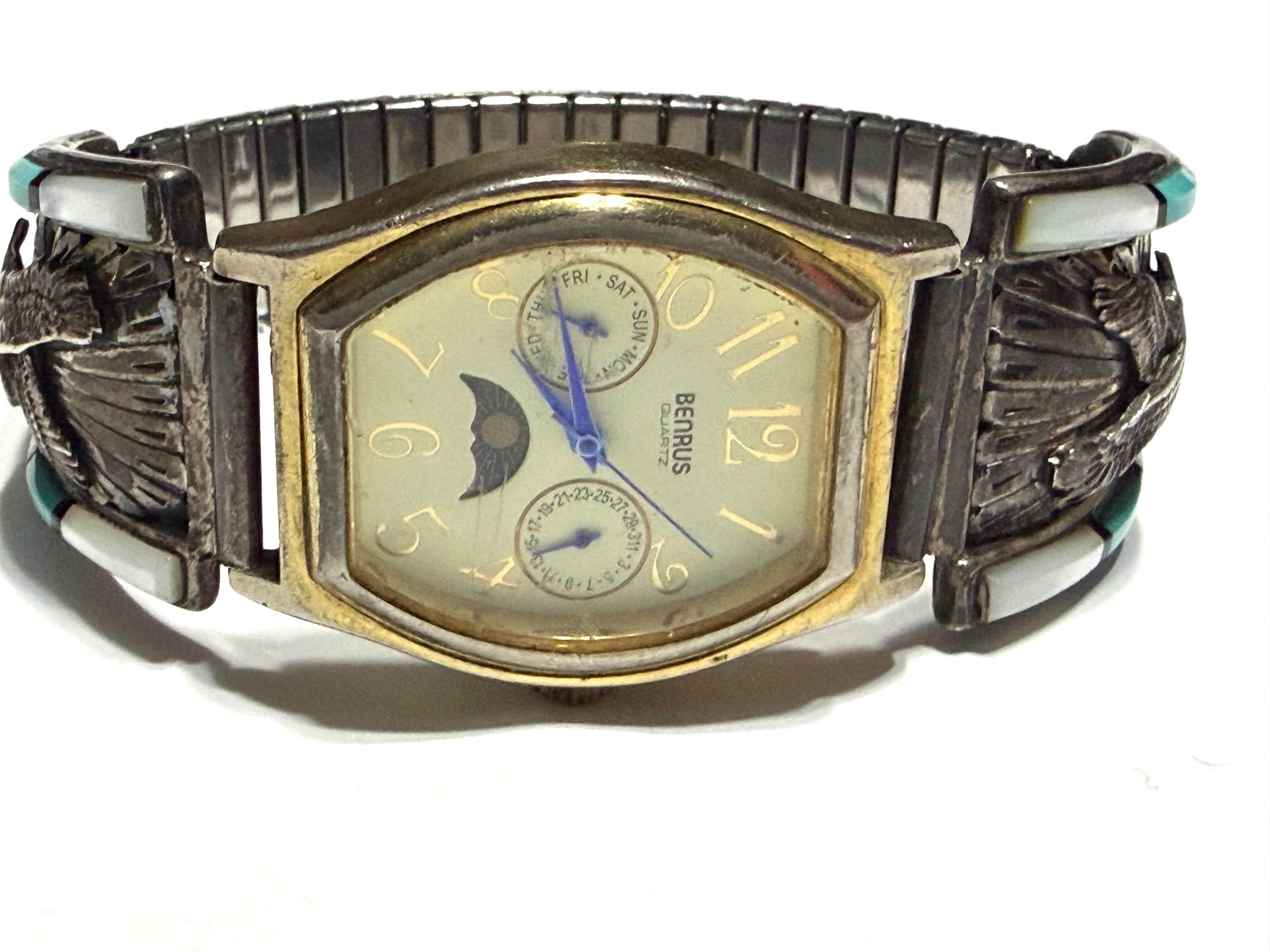 Benrus Vintage Mechanical Watch Black Dial Gold Tone Speidel  display picture 1