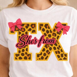 Coquette Texas PNG, Riso Print Leopard Pink Bow TX Sublimation Design