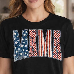 Patriotic Mama PNG, Red White Blue Stars Stripes Coquette Bow Sublimation