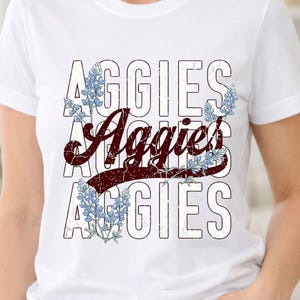 distressed aggies png, maroon university script clipart, floral bluebonnet stacked sublimation design