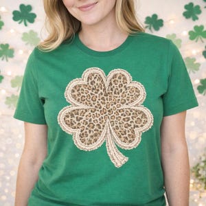 Leopard Shamrock PNG, St Patricks Day Sublimation, Retro Lucky Irish Day Shirt Design