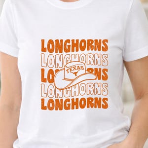 retro longhorns cowboy hat png, distressed burnt orange stacked text clipart, vintage texas gameday sublimation design