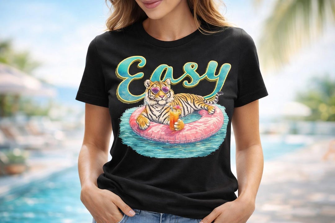 Tiger Float Sample Summer Tiger PNG: Retro Pool Float Tiger With Sunglasses for ...