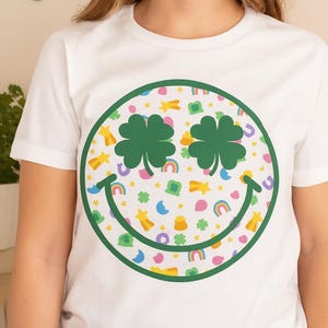 Lucky Charm Smiley Face PNG, St Patricks Day Kids Sublimation Design