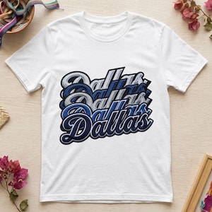 Dallas Stacked Script Faux Embroidery 300 DPI PNG Clipart
