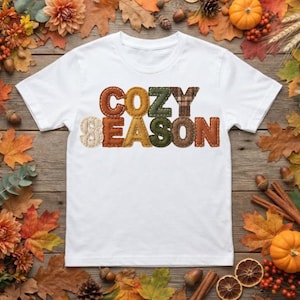 Cozy Season Patchwork Fall Letters 300 DPI PNG Clipart